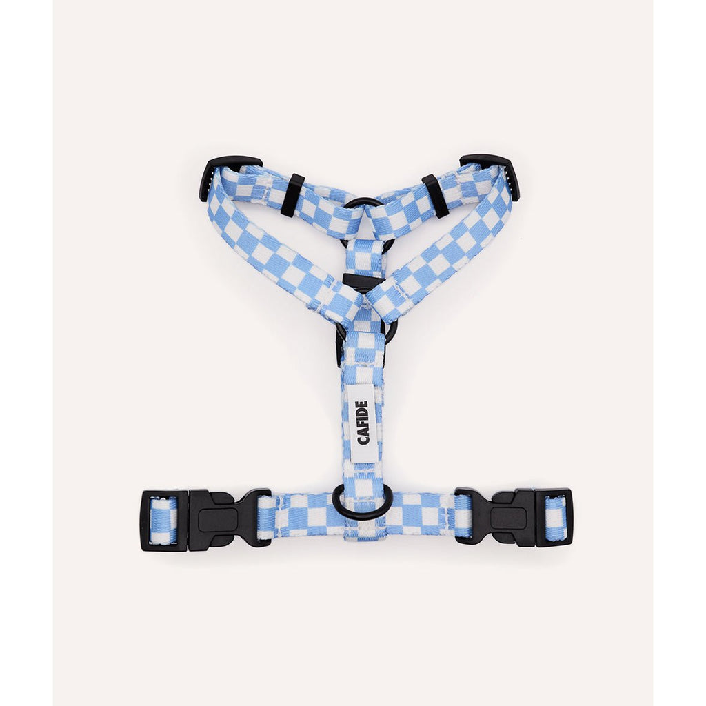 Cafide - Juno Hondentuigje & Riem (Set) - Vichy Design - Blauwe Checkbox