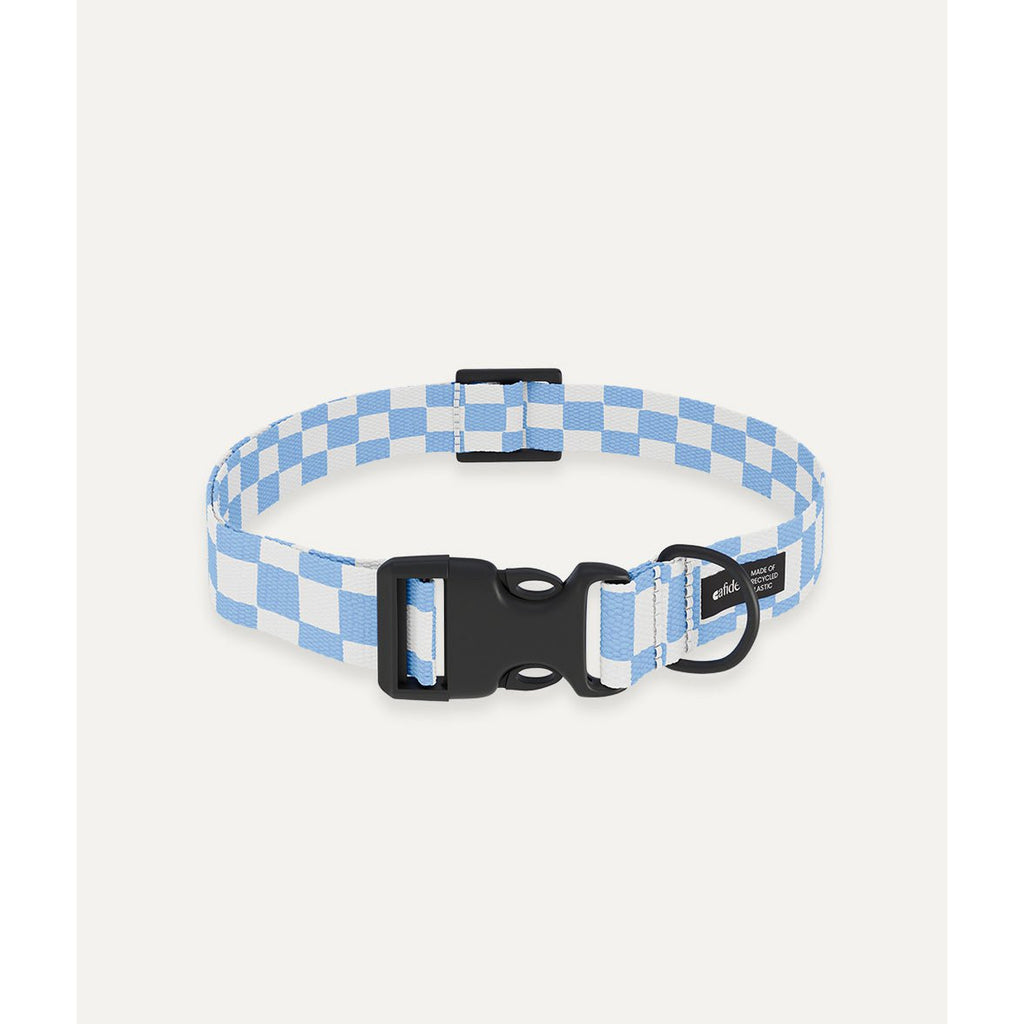 Cafide - Juno Halsband & Riem (Set) - Vichy Design - Blauwe Checkbox