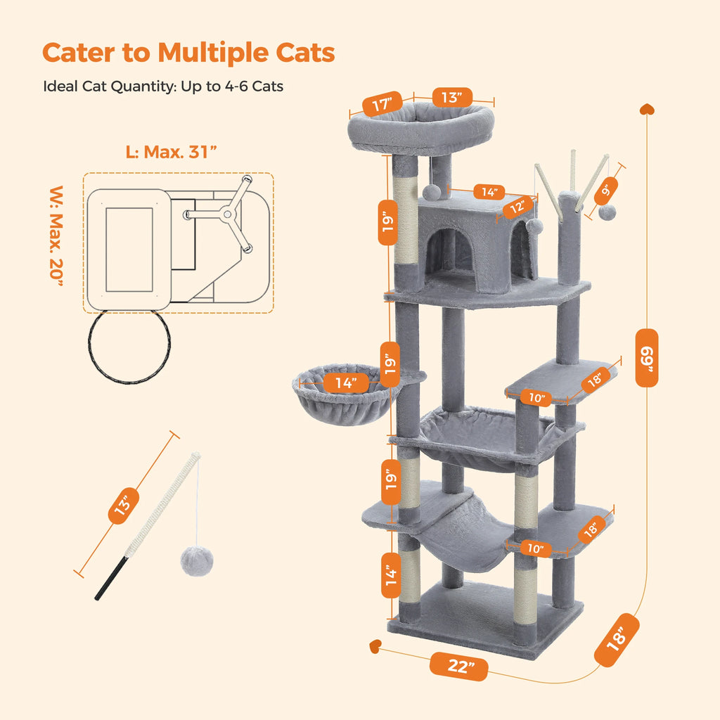 PAWZ Road - Deluxe Multi-Cat Tower Tree (175cm)