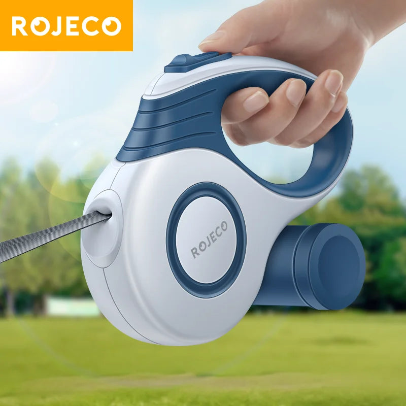 ROJECO - Verlengbare Hondenriem 3M of 5M - incl. Poepzakjehouder