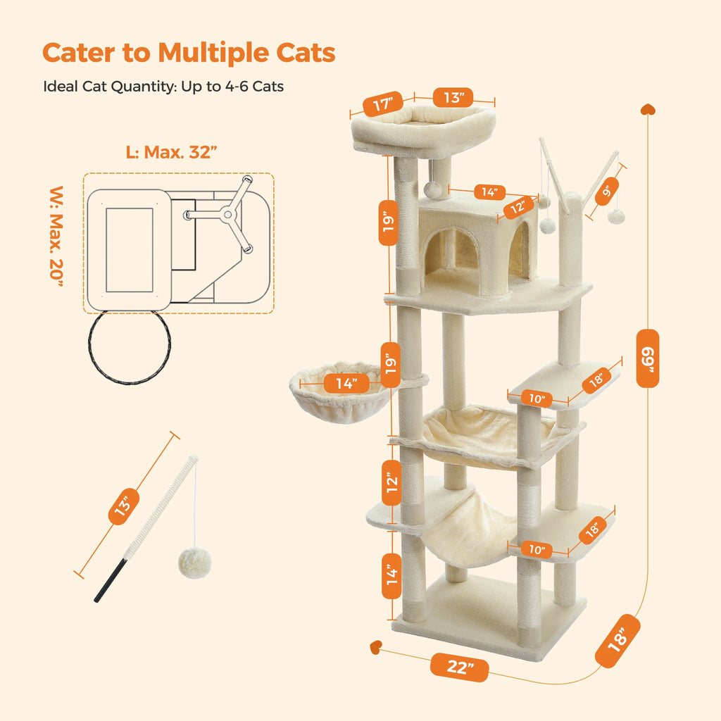 PAWZ Road - Deluxe Multi-Cat Tower Tree (175cm)