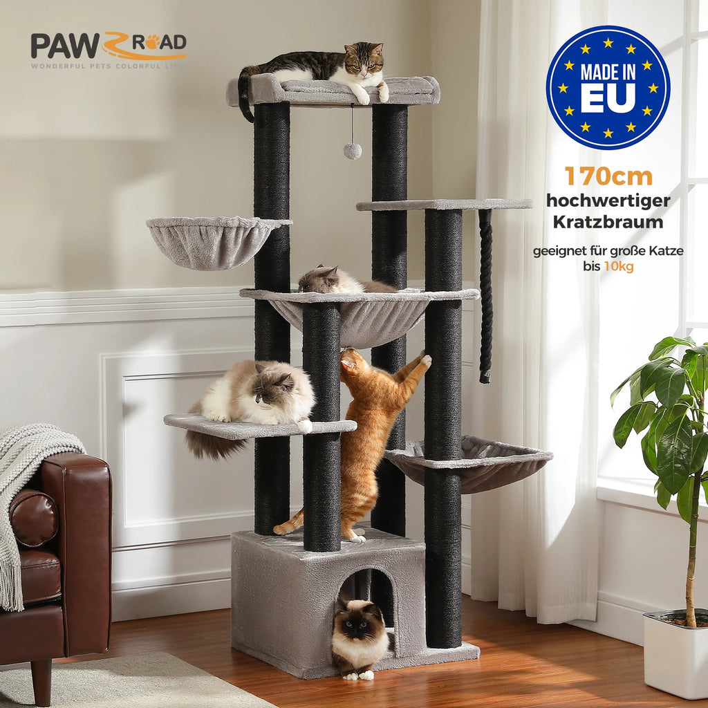 PAWZ Road - Stevige Kattenpaal met Hangmat, Kattenhuis, 11 Sisalpalen en Ligplaatsen