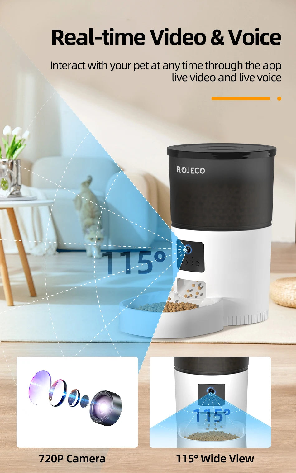 ROJECO - Automatische Voerbak Met Camera 3L