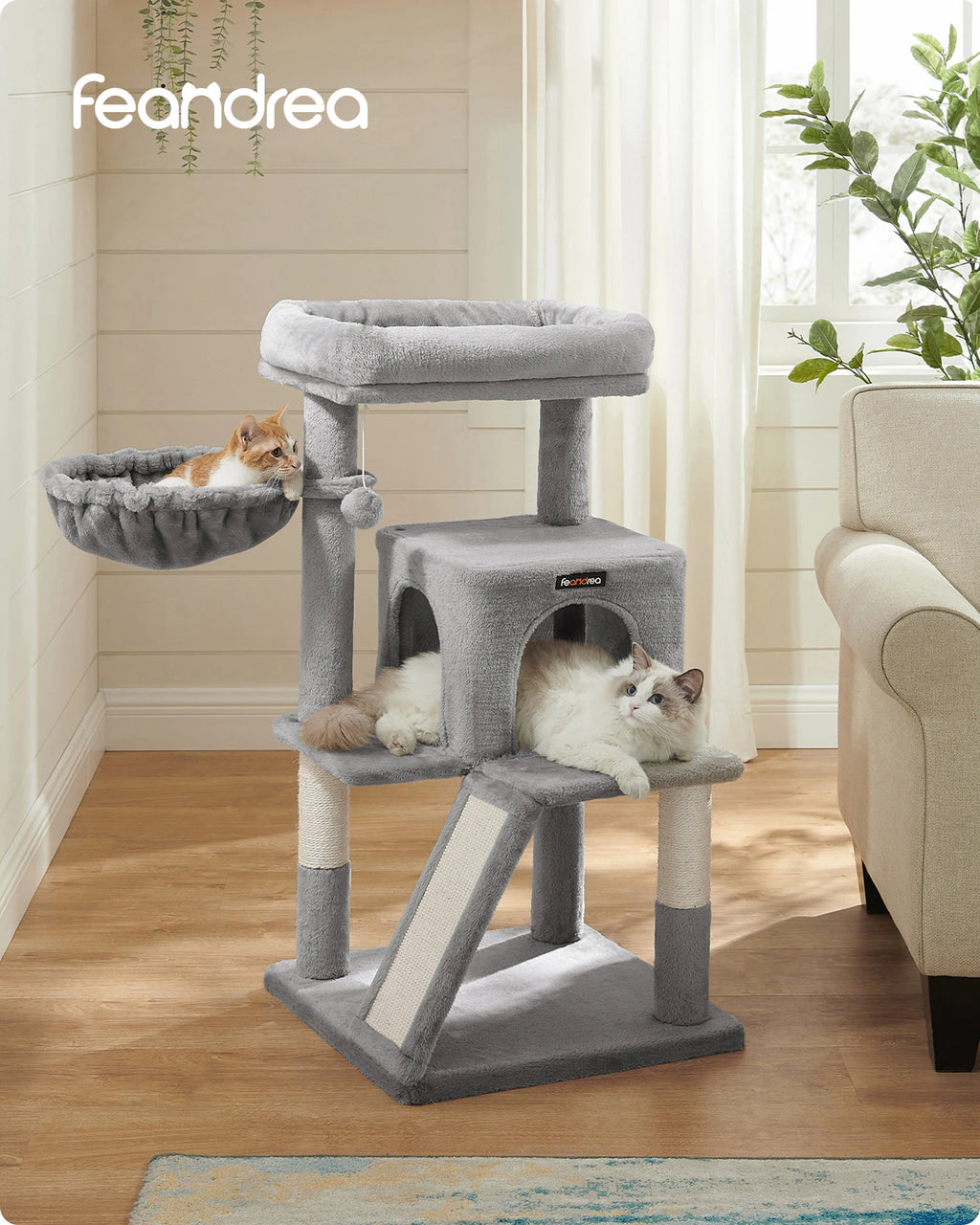 FEANDREA - Medium Kattenkrabpaal met Krabplank & Hangmat