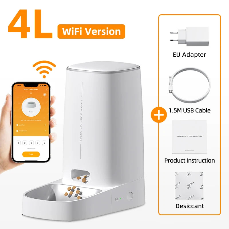ROJECO - WiFi Automatische Voerbak Kat & Hond - App Bediening 4L