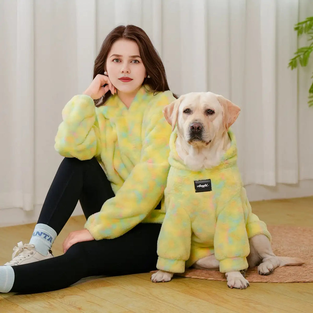 Gele Tie Dye Matching Hoodie voor Hond & Baasje