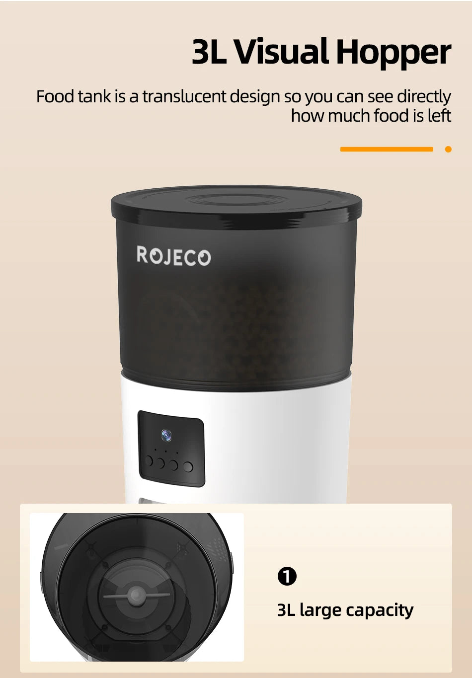 ROJECO - Automatische Voerbak Met Camera 3L