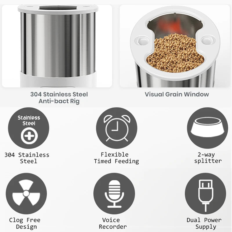 Slimme Katten- & Hondenvoerbak met App-Bediening en Timer 3L/4.5L