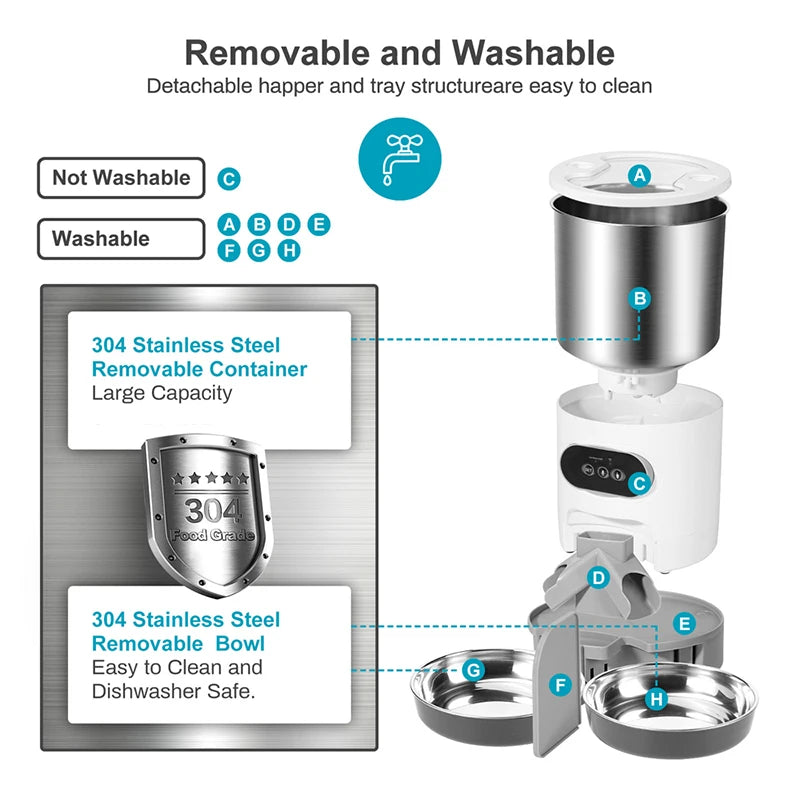 Slimme Katten- & Hondenvoerbak met App-Bediening en Timer 3L/4.5L