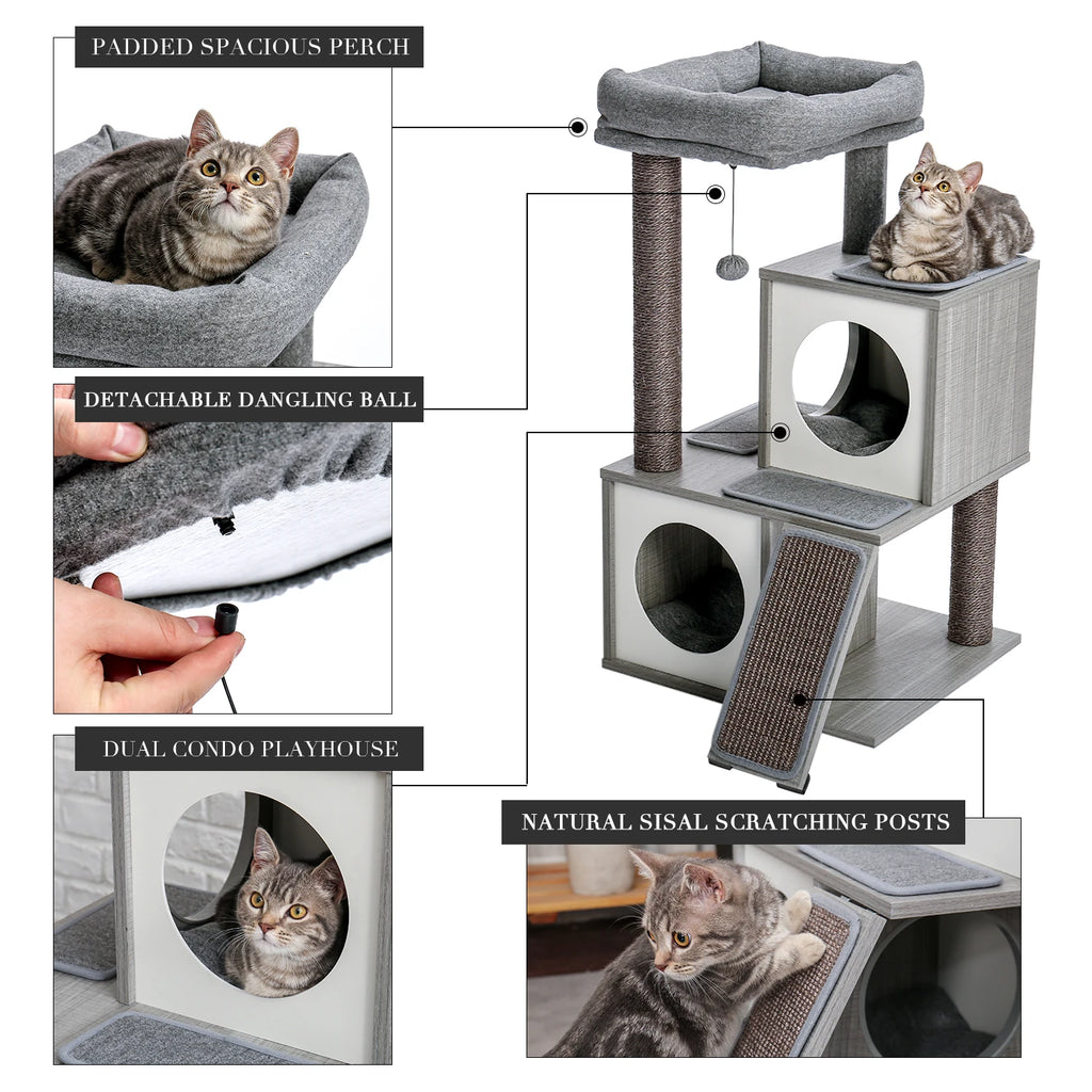 PAWZ Road - Compacte Kattenboom met Sisal Krabpalen, Speeltjes en Luxe Condos