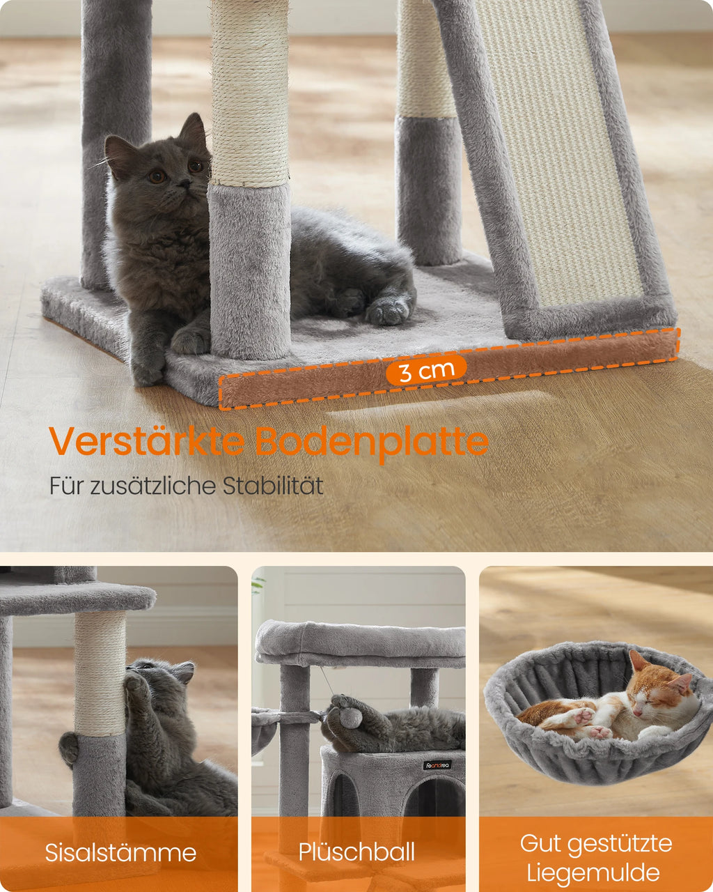 FEANDREA - Medium Kattenkrabpaal met Krabplank & Hangmat