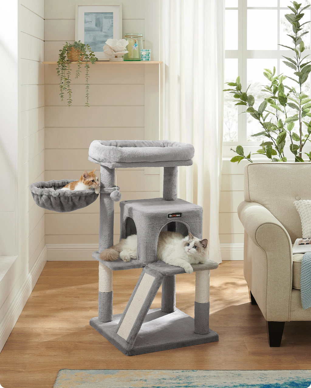 FEANDREA - Medium Kattenkrabpaal met Krabplank & Hangmat