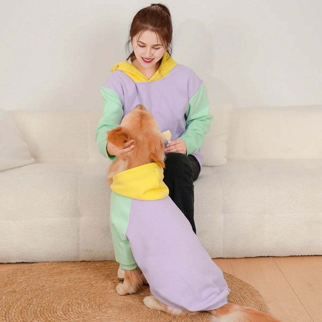 Matching Hoodie voor Hond & Baasje - Retro Kleuren
