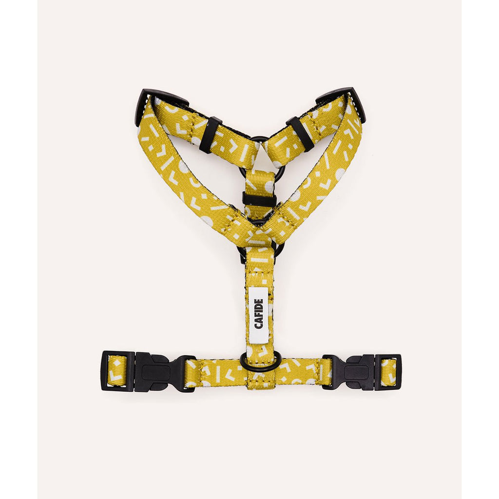 Cafide - Juno Hondentuigje & Riem (Set) - Memphis Design - Mosterd